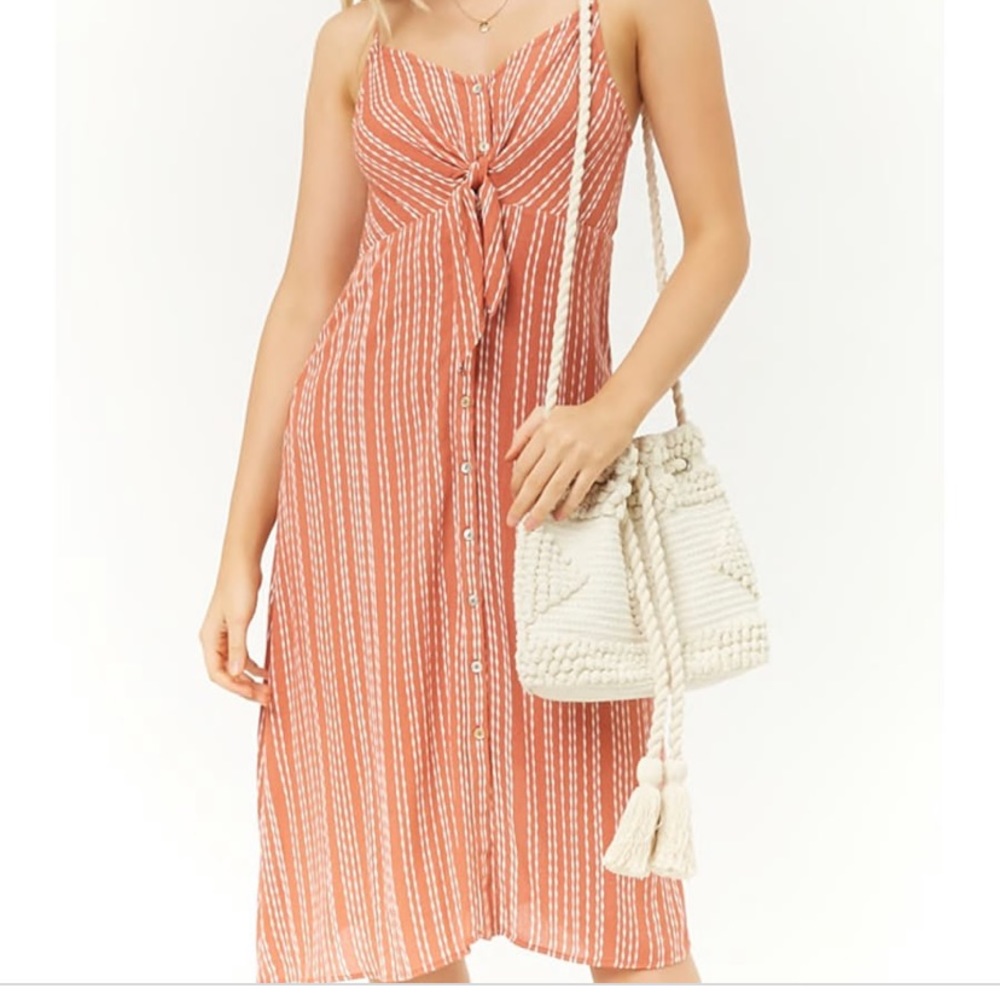 Forever 21 Wavy Striped Button Front Dress